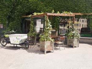 Outdoor seating at vlinder.bio in Solothurn