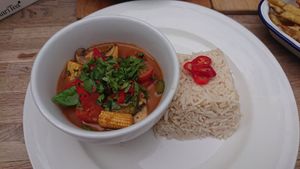 Thai Red curry at The Cornish Vegan in Truro