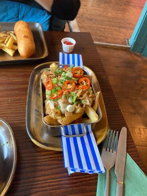 Vegan Poutine - very jammy! at The Cornish Vegan in Truro