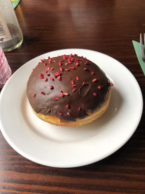 Chocolate mousse donut  at The Cornish Vegan in Truro