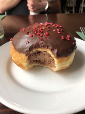 Chocolate mousse donut   at The Cornish Vegan in Truro