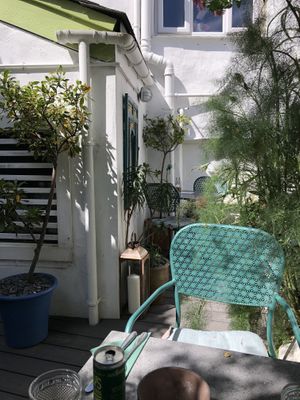 Garden in the back - super cozy   at The Cornish Vegan in Truro