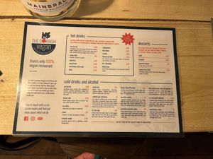 Menu in August 2022  at The Cornish Vegan in Truro