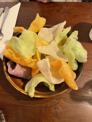 prawn-style crackers  at The Cornish Vegan in Truro