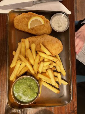 f*sh & chips  at The Cornish Vegan in Truro