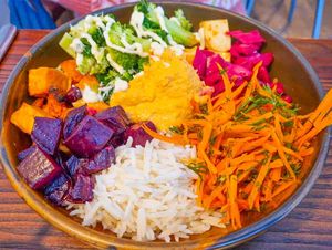 Super colourful Lunch Bowl at The Cornish Vegan at The Cornish Vegan in Truro