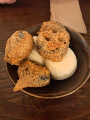 Deep fried Oreos with vanilla ice-cream  at The Cornish Vegan in Truro