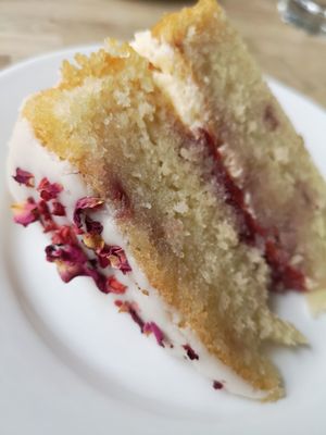Rose and Raspberry Cake at The Cornish Vegan in Truro