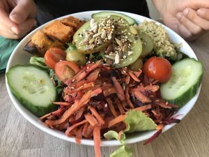 Bhudda bowl... really good flavored just awesome at The Cornish Vegan in Truro