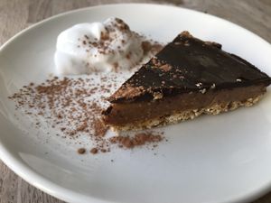 Raw peanut chocolate cake slice. Really awesome. Great taste and not too sweet. at The Cornish Vegan in Truro