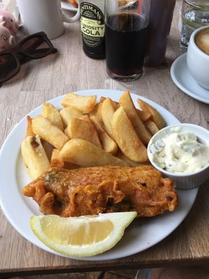 Fish and chips at The Cornish Vegan in Truro