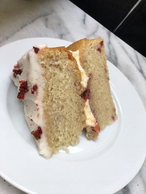 strawberry and vanilla cake at The Cornish Vegan in Truro