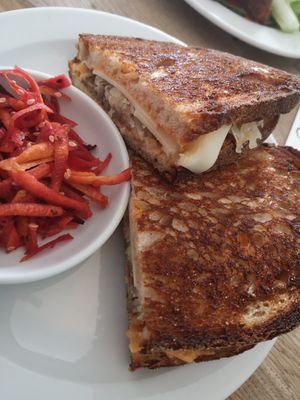 The Rueben sandwich. Seitan, cheese and saurekraut at The Cornish Vegan in Truro