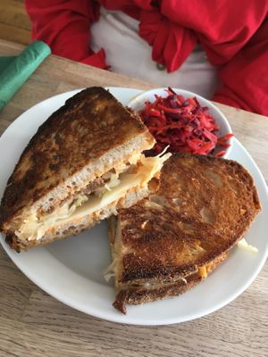 Reuben sandwich with seitan pastrami at The Cornish Vegan in Truro
