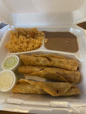 Flautas plate (sauce on side)  at El Palote Panaderia in Dallas