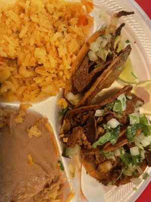 Birria tacos plate - took a pic after I already ate one because I couldn’t wait!  at El Palote Panaderia in Dallas
