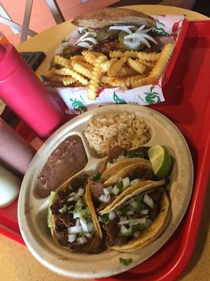 Tacos and Barbecue Sandwich  at El Palote Panaderia in Dallas
