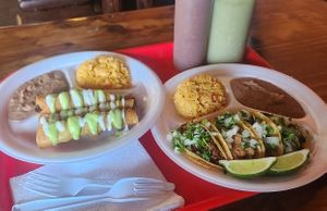 Flautas Plate & Tacos Plate at El Palote Panaderia in Dallas