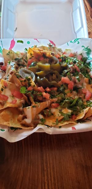  loaded nachos at El Palote Panaderia in Dallas