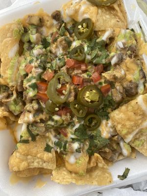 nachos with carne guisada at El Palote Panaderia in Dallas