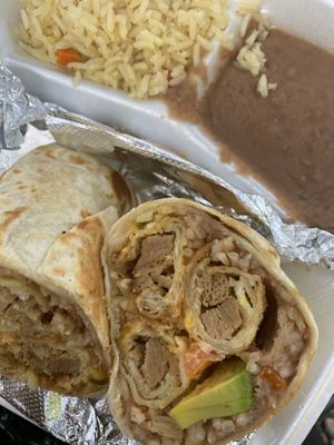 burrito with flautas 😍 at El Palote Panaderia in Dallas