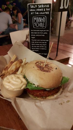 Maya Burger at Mango y Chile in Bacalar