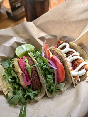 Vegan tacos at Mango y Chile in Bacalar
