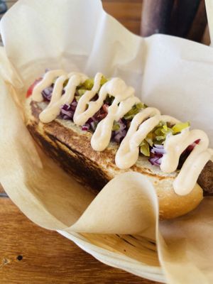 Vegan hotdog  at Mango y Chile in Bacalar