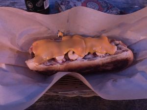 Hotdog with cheese  at Mango y Chile in Bacalar