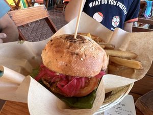 Maya burger  at Mango y Chile in Bacalar