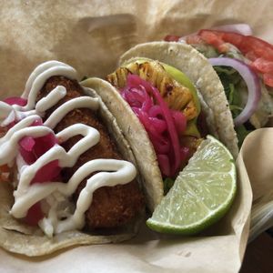 Falafel, pastor, tofu trio   at Mango y Chile in Bacalar