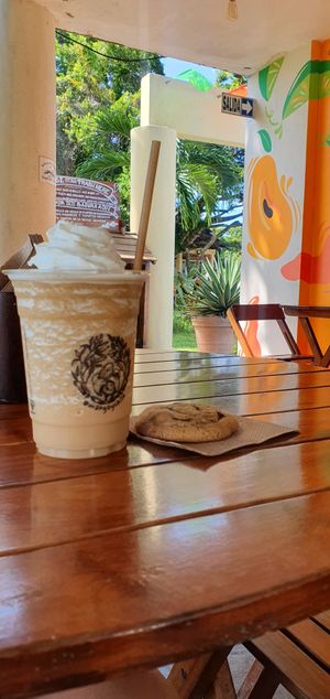 Eiskaffee mit Sojamich at Mango y Chile in Bacalar
