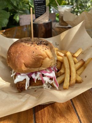 CrujiTofu Burger  at Mango y Chile in Bacalar