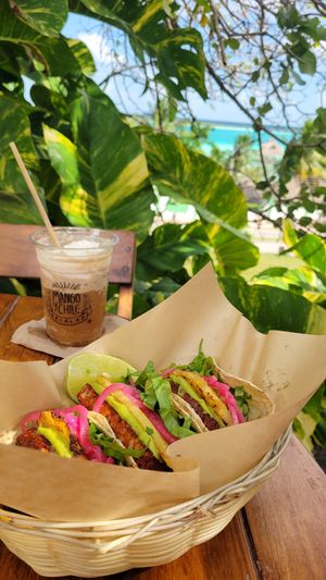 Tacos Maya with Pina at Mango y Chile in Bacalar