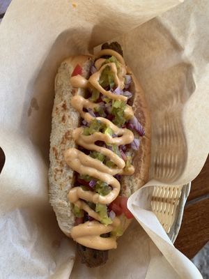 Hot dog   at Mango y Chile in Bacalar