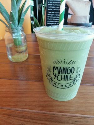 matcha frappe at Mango y Chile in Bacalar