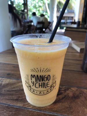 Mango melon banana  at Mango y Chile in Bacalar