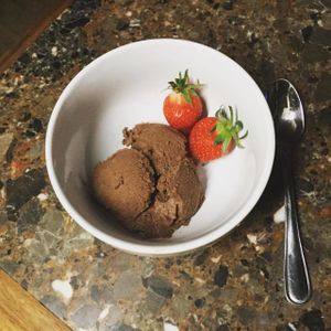 Our fab Vegan Chocolate Ice Cream with Berries. Sooo moreish! at The Hidden Veggie Kitchen in Limoges