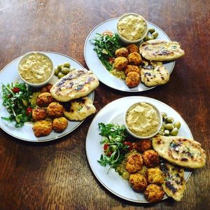 Middle eastern platter  at The Hidden Veggie Kitchen in Limoges