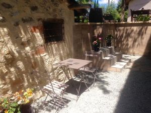 Our garden terrace, the lower level at The Hidden Veggie Kitchen in Limoges