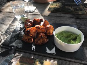 cauliflower wings with a creamy avocado dip (vegan) at The Hidden Veggie Kitchen in Limoges