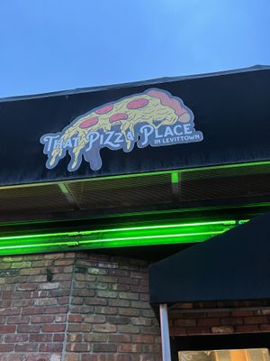 Sign above the main entrance   at That Pizza Place in Levittown