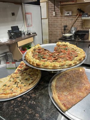 Vegan “meat lovers” pizza. Note the garlic knots crust    at That Pizza Place in Levittown