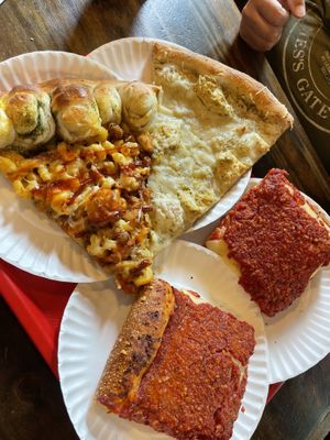 Garlic knot slice , white slice , upside down slice   at That Pizza Place in Levittown