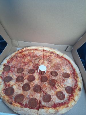 A full vegan pie, 1/2 with just cheese, 1/2 with vegan pepperoni as well at That Pizza Place in Levittown