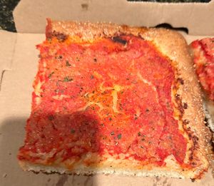 Upside down vegan Sicilian   at That Pizza Place in Levittown