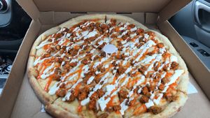 Vegan buffalo chicken pizza at That Pizza Place in Levittown