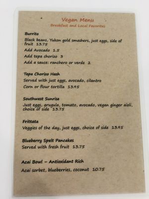 Good Vegan menu 😍💚 at The Local in Prescott