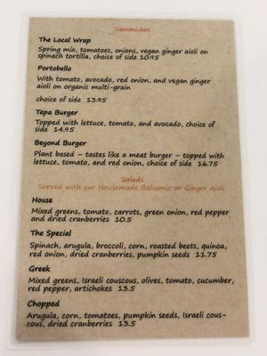 Vegan Menu 💚 at The Local in Prescott