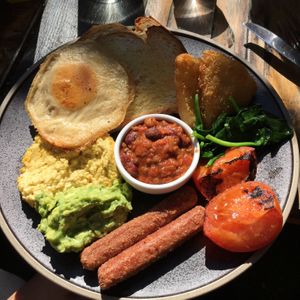 Big brekky w vegan egg  at Nagev in Evandale